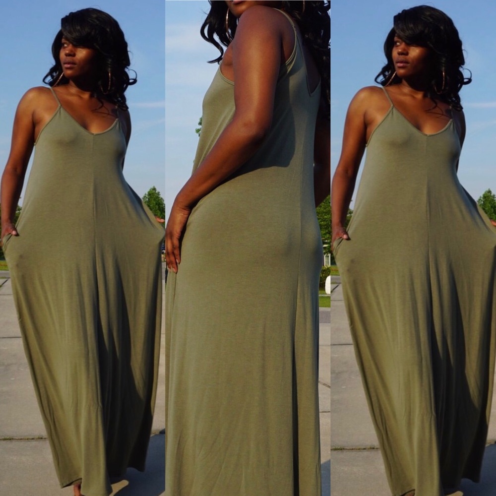 Rina Olive Maxi dress